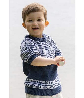 Maritim blå strikket t-skjorte til barn - Viking-2323-2B