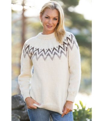Naturhvit Tonny genser med rundfelling - Viking 2330-01A