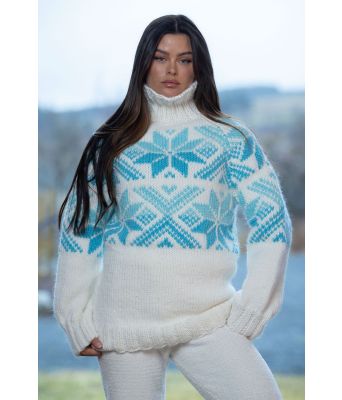 Sno genser og lue, hvit aqua - Viking 2409-1B