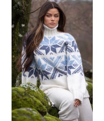 Sno genser, hvit-jeansblå - Viking 2409-1F