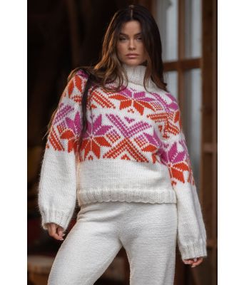 Snoi genser, hvit oransje - Viking 2409-2A