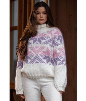 Snoi genser, hvit lilla - Viking 2409-2B
