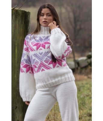 Snoi genser, hvit rosa - Viking 2409-2G