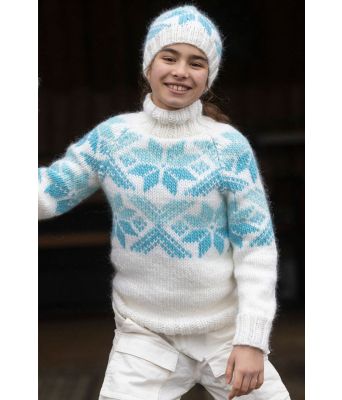 Sno genser, hvit-aqua - Viking 2410-4C