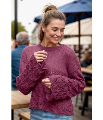 Eukalyptus genser i lys-burgunder - Viking 2418-6-462