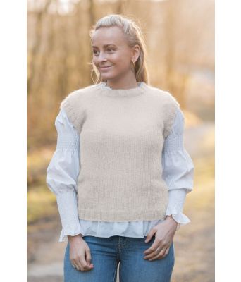 Vivianvesten enkel natur strikket vest - DLG-21-001E
