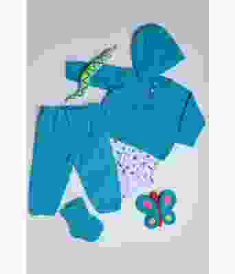 Strikket hentesett til baby med genser, bukse, lue og sokker - Viking 1006-7