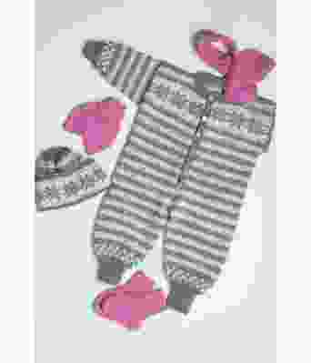 Hentesett med fana mønster dress, sokker, lue og skjerf til baby - Viking 1006-9