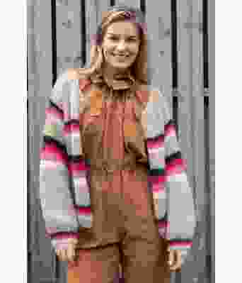 Dandelion jakke med ragland og striper - Belfilato 130-Beige