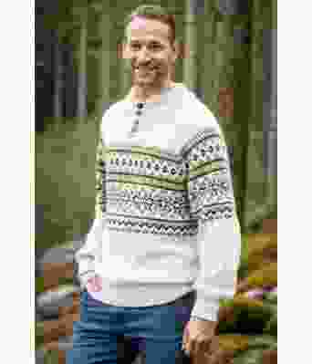 Filip genseren i naturhvit med grønt mønster - DLG 142-SU340034623489