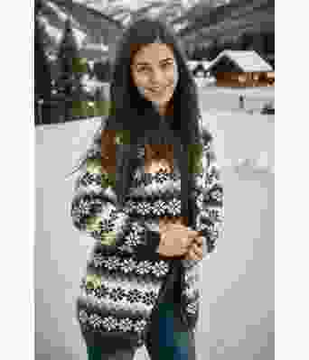 Klassisk lang strikkejakke - Viking 1502-4B