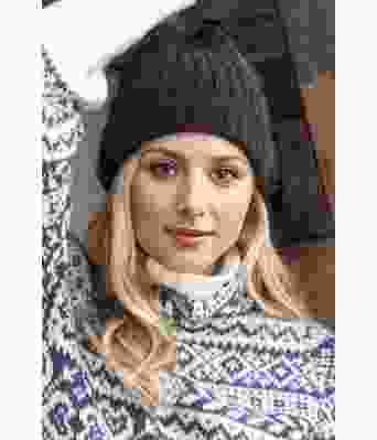 Strikket unisex lue med ribb mønster - DLG 190