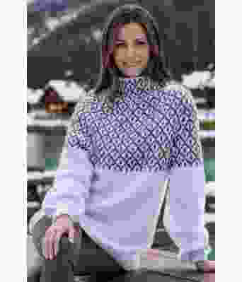 Lyseblå Glød genser med jeansblått mønster - Viking 2022-3-320&327