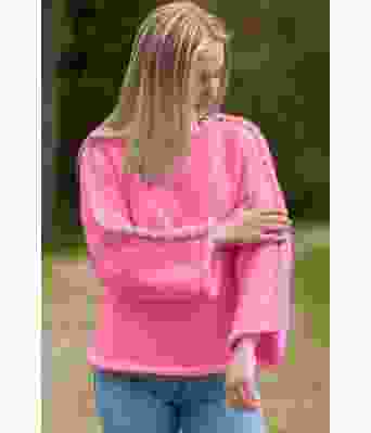 Rosa Sorbonne stitch genser med naturhvite stitch - Strikkia 2023-015-361302