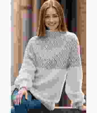 Perlegrå Glød genser med grått mønster - Viking 2023-3-312&313