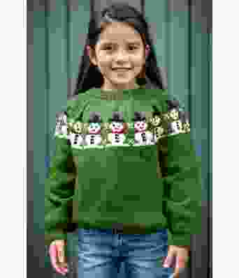 Grønn Snømann genser - Strikkia 2024-27-533