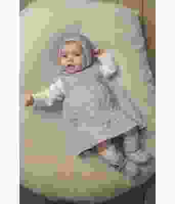 Lys blå April Strikkekjole til baby med lue og sokker - Viking 2028-6-320