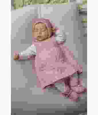 Dus rosa April Strikkekjole til baby med lue og sokker - Viking 2028-6-364