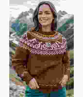 Fjellgeitgenser rustbrun med gult mønster - DLG 22-005-SU34383458