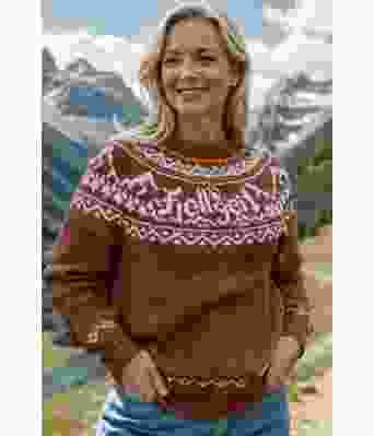 Rustbrun Fjellgeitgenser med safrangult mønster - DLG 22-005-SU34383416