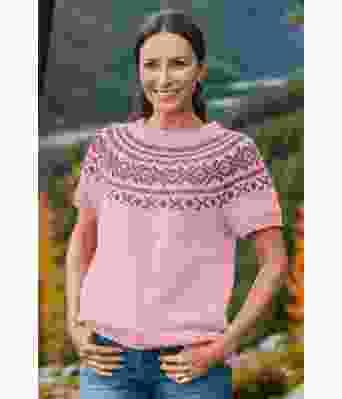 Lys rosa Lysøen sommertopp med dus rose mønster - DLG 23-012-5323&5385