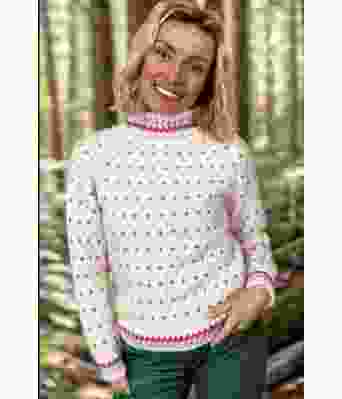 Hvit Lollilender med rosa/lyng mønster - DLG 23-051-HG900964965