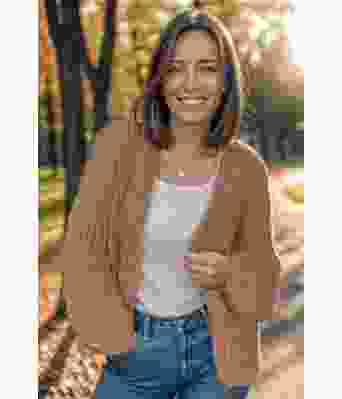 Kamelbrun Stella cardigan - Belfilato 24-001-42271