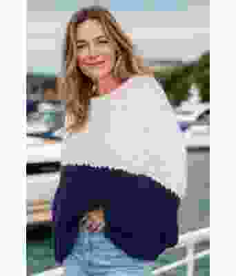 Twotone sweater marineblå - Belfilato 24-005-45563