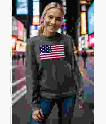 Armygrønn Flagg genser med amerikansk flagg - DLG 24-006-SU3489