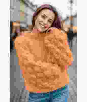 Bubble crush sweater i honningmelon - Belfilato 24-007-47955