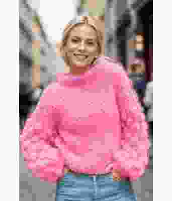 Bubblecrush sweater i neonrosa - Belfilato 24-007-47957