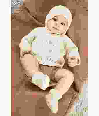 Eldon hentesett til baby med jakke, bleiebukse, lue, sokker og teppe - DG 427-01