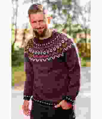 Brun riddarigenser med rustfarget mønster - Istex 91002 Sjokoladebrun