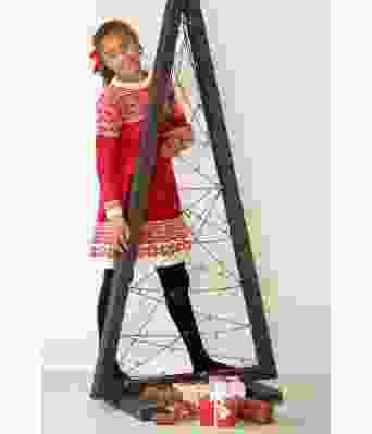 Amine rød strikket julekjole med setesdalsmoenster - Viking 2136-15