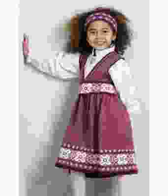 Astrid strikket festdrakt i gammelrosa til jente - Viking 1603-07