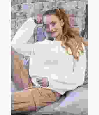 Hvit Jackiegenser med flettemønster - Belfilato 23-006-40010