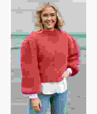 Korallfarget Chunky misty genser - Belfilato 23-009-44017