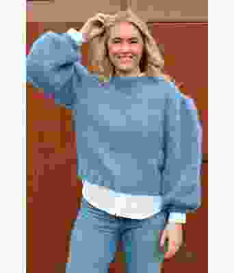 Isblå Chunky misty genser - Belfilato 23-009-47945
