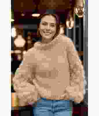 Bubble crush -sweater i beige - Belfilato 24-007-43041B