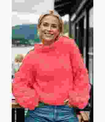 Korallfarget Bubble crush sweater - Belfilato 24-007-44017