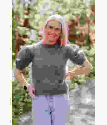 Belleblusen grå kortermet bluse med puffermer - DLG-21-007A