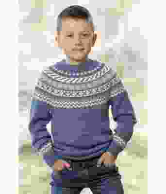 Benny strikket barnegenser med rundfelling - Viking 2122-01