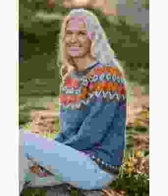 Blå riddarigenser med oransje mønster - LL0035