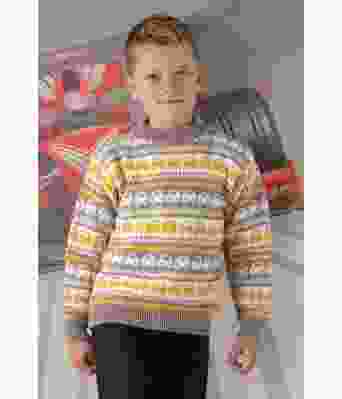 Broom strikkegenser med biler til barn beige - Viking 2131-07A