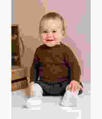 Brun firkloever strikkegenser til baby - Viking 2132-01B