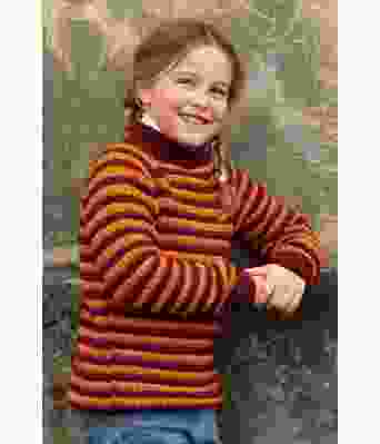 Chili stripete burgunder og oransje genser til jente - Viking 2116-02A