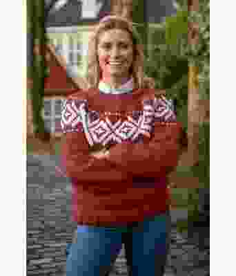 Chunky fanagenser i lys burgunder - Strikkia 2021-031O