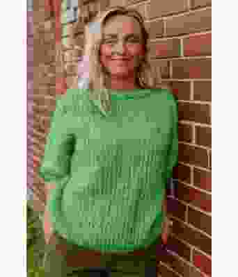 Claudias chunky mohair genser med korte ermer - Strikkia 2021-025N