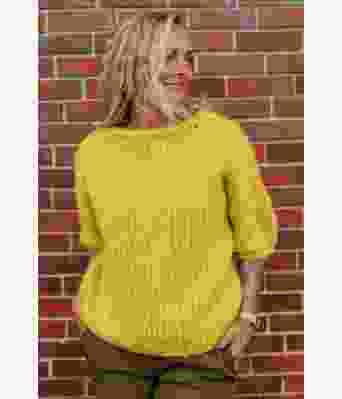  Claudias gule chunky mohair genser - Strikkia 2021-025H