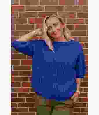 Claudias kongeblå chunky mohair genser - Strikkia 2021-025E